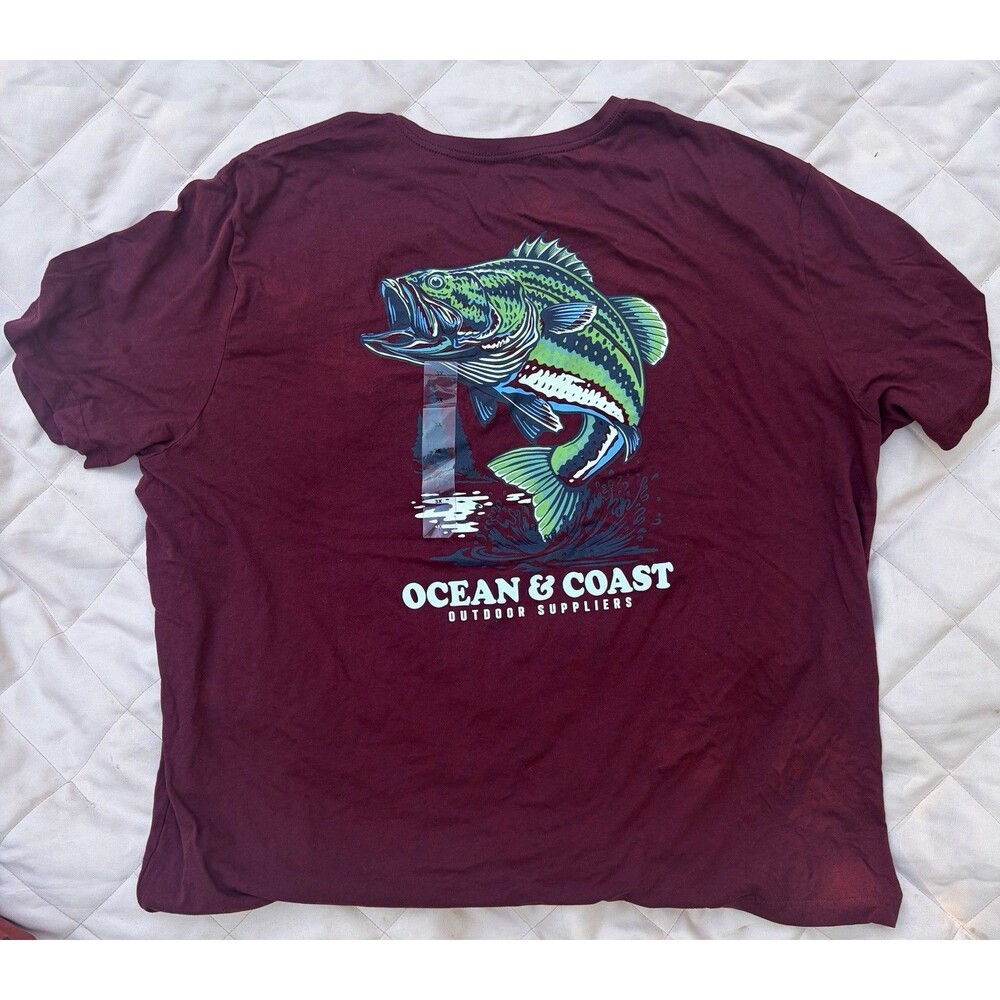 NWT Ocean & Coast Men’s Bass Fish Graphic Tee 3X Red